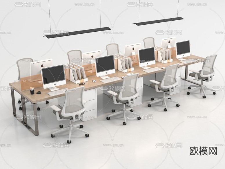 卡位办公桌 工位3d模型下载