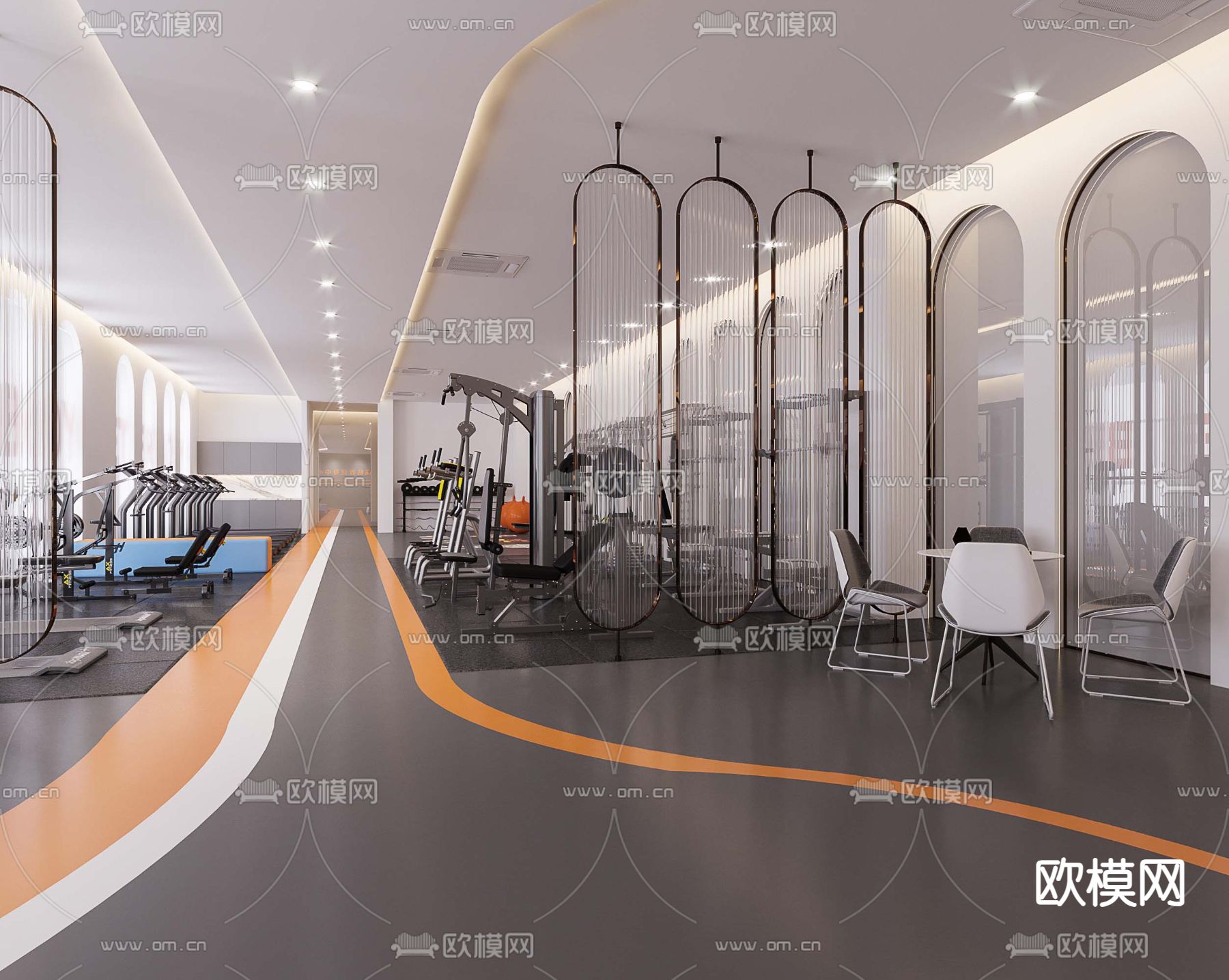 现代健身房su模型下载（渲染图1）