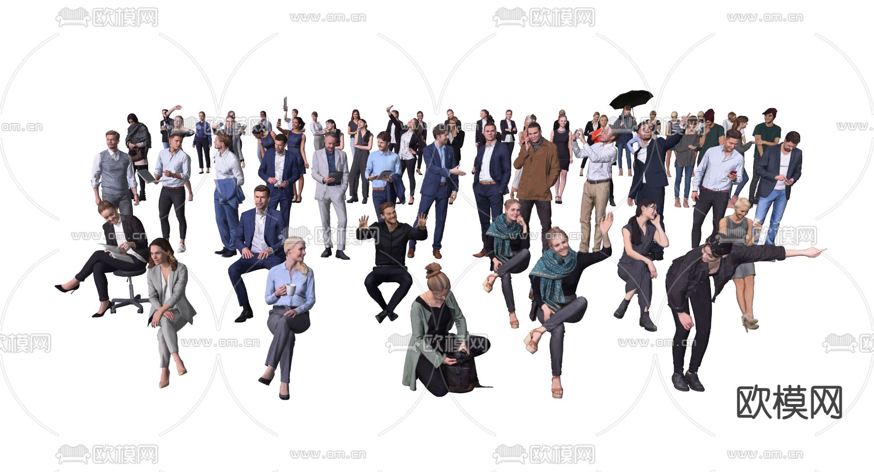 商务休闲人物 办公人物su模型下载（渲染图2）