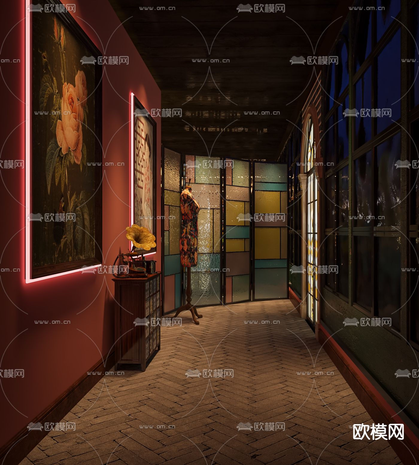 民国风酒吧 歌舞厅3d模型下载（渲染图4）