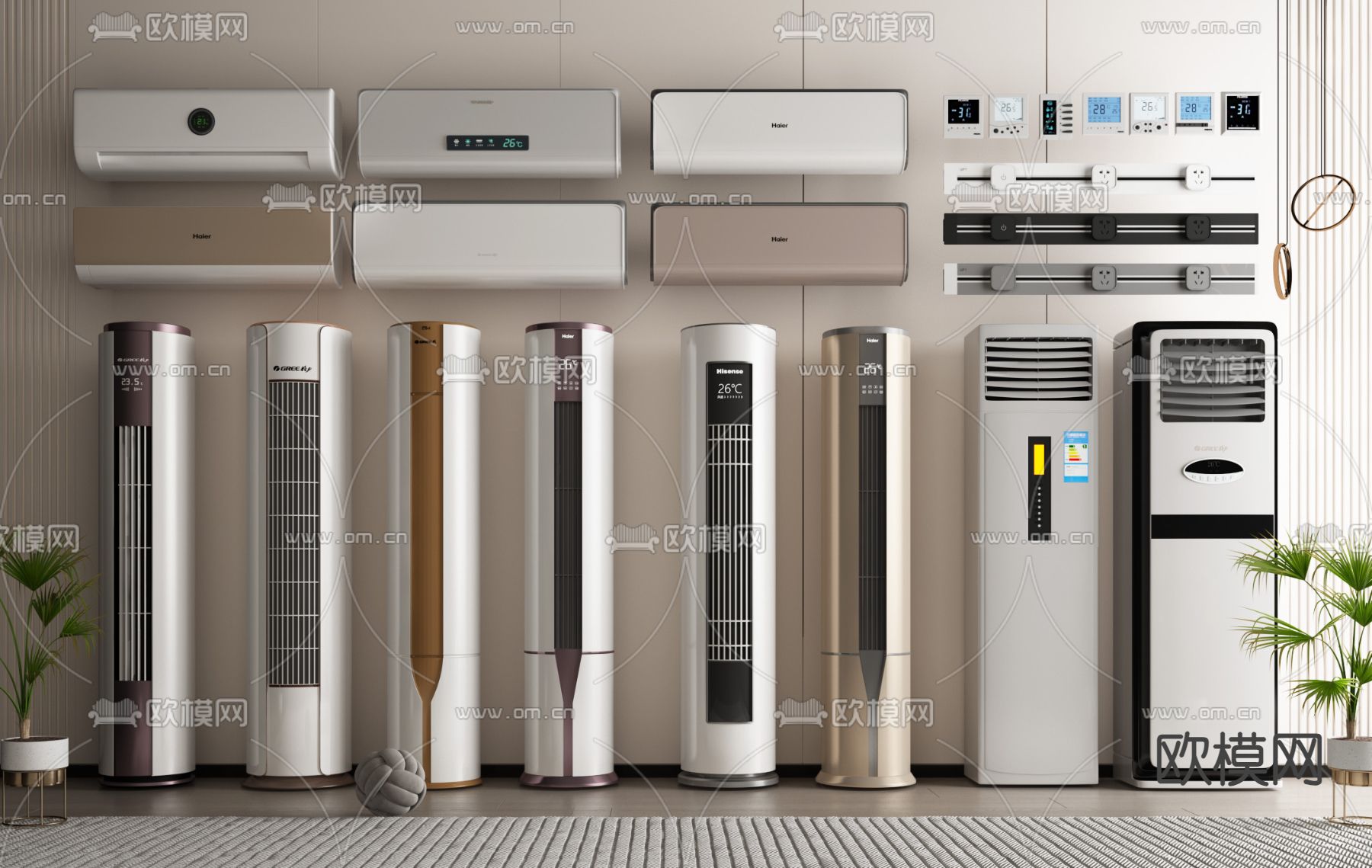 立式空调 挂式空调 中央空调3d模型下载