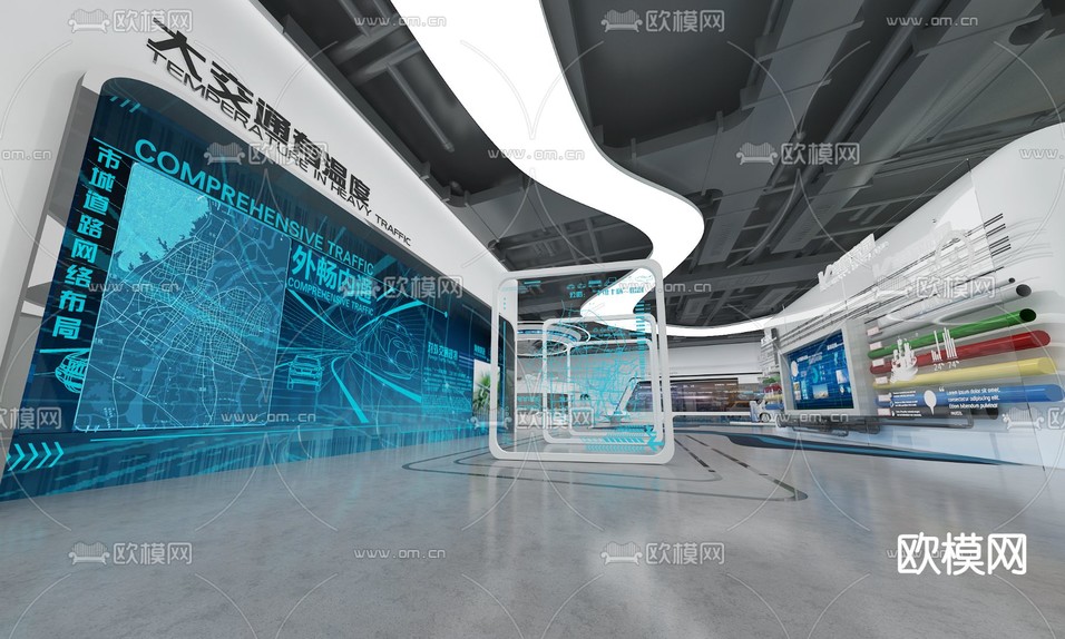 现代科技展厅3d模型下载(渲染图1)