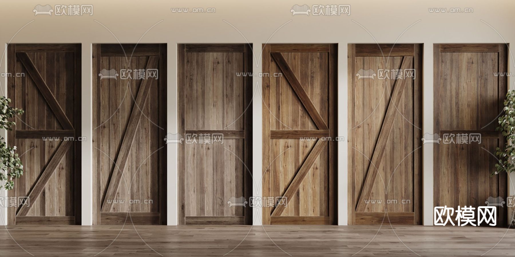 中式木门 单开门su模型下载_ID14202615_sketchup模型下载-欧模网
