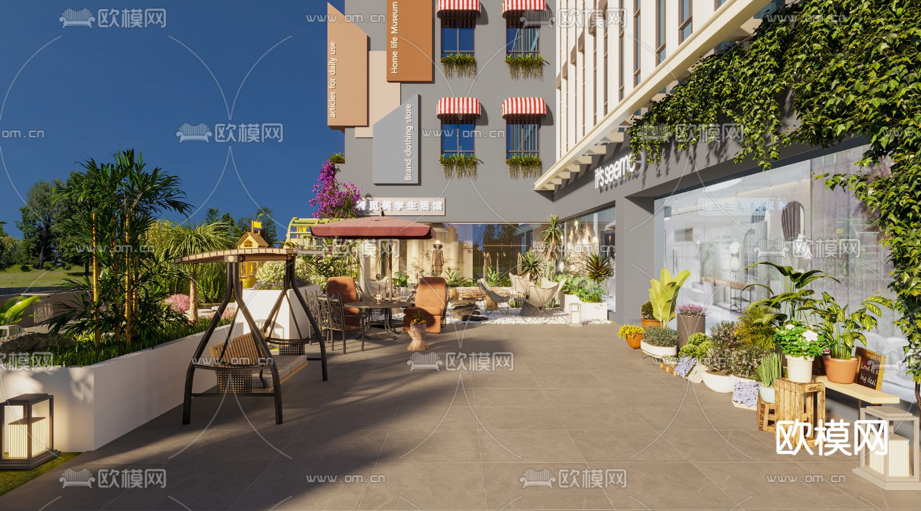 户外花园 露营桌椅3d模型下载（渲染图3）