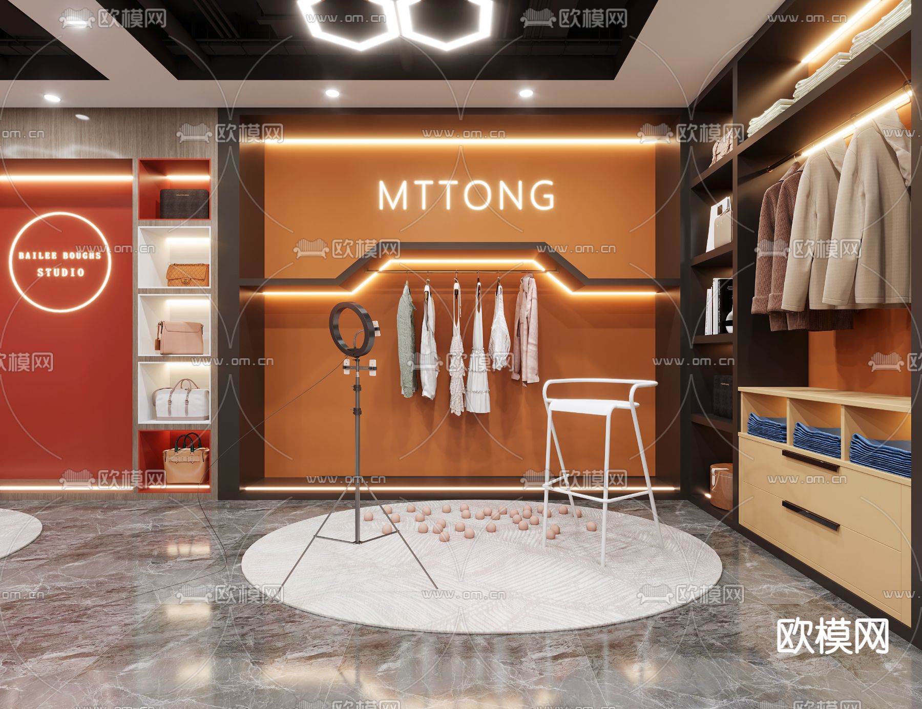 服装店 直播间3d模型下载（渲染图1）