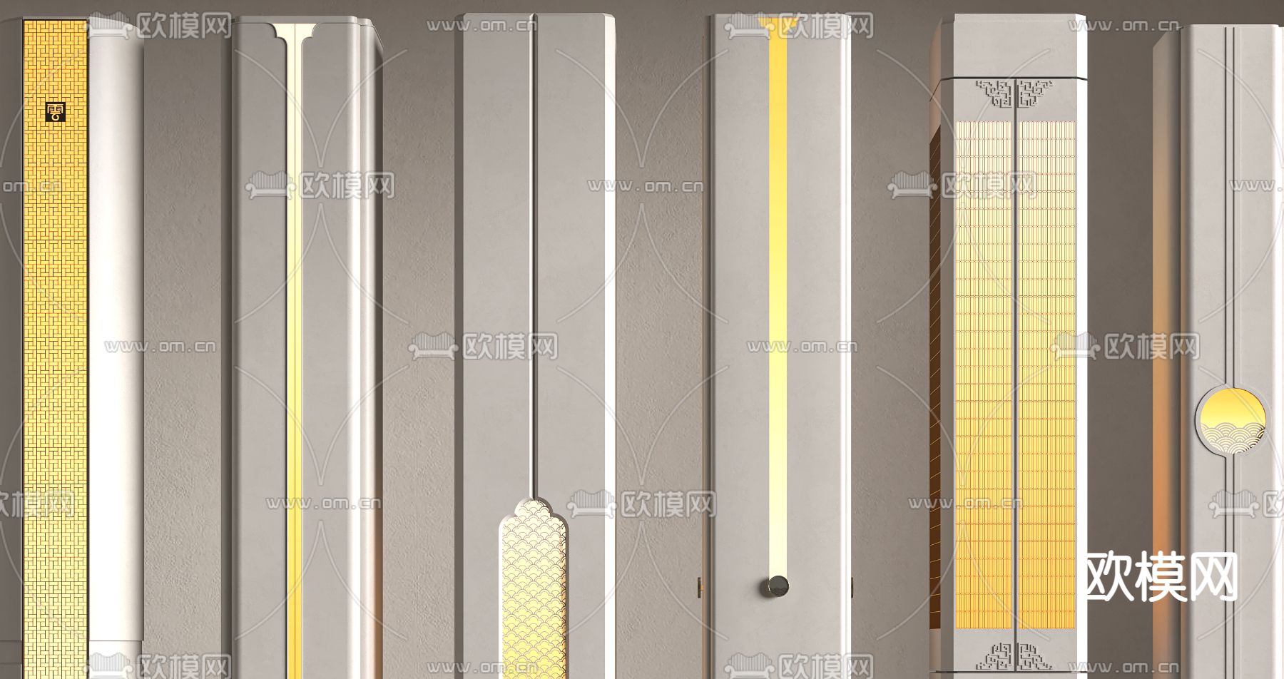 新中式灯柱 柱子su模型下载（渲染图2）