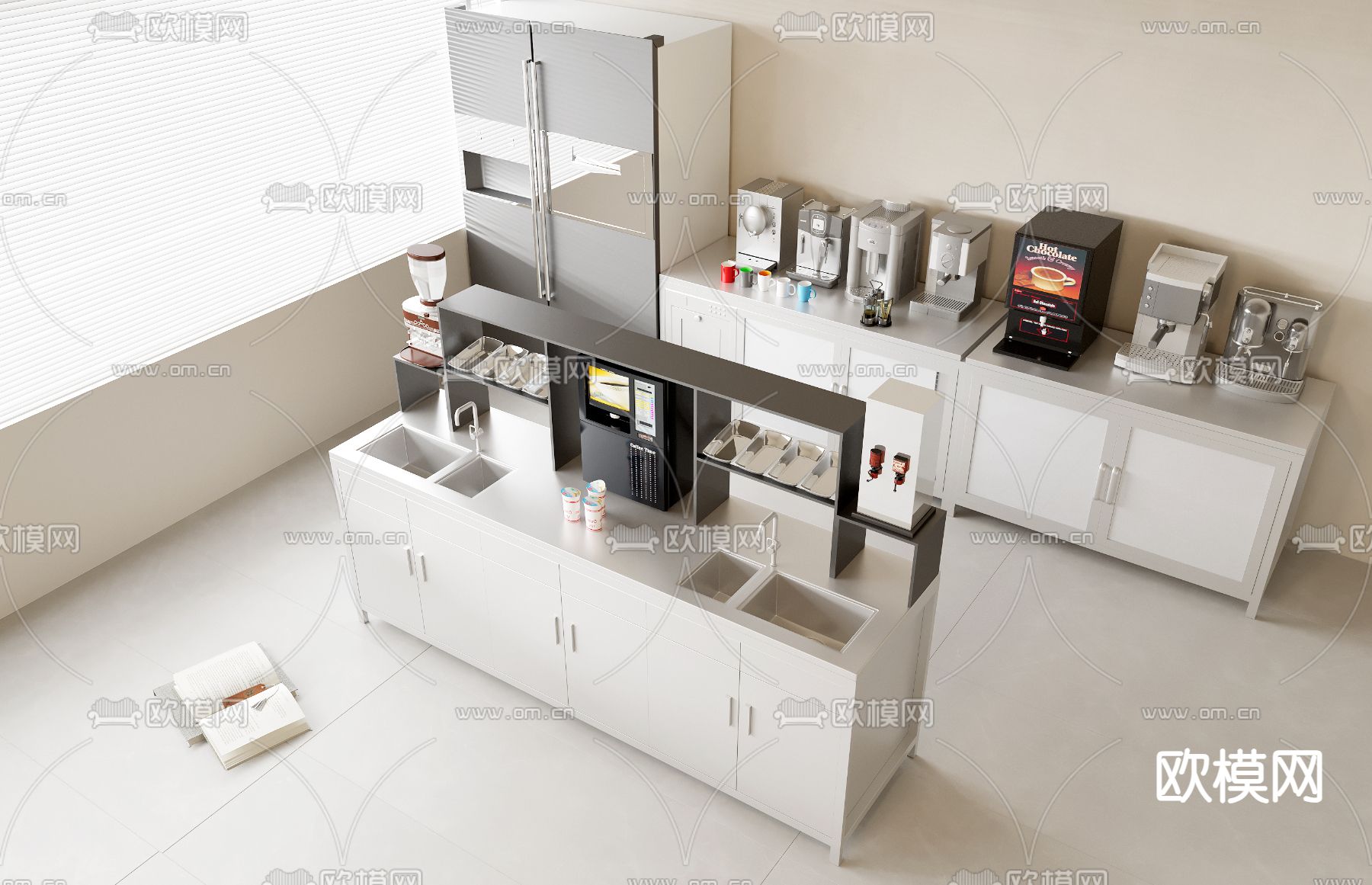 咖啡店操作台su模型下载（渲染图1）