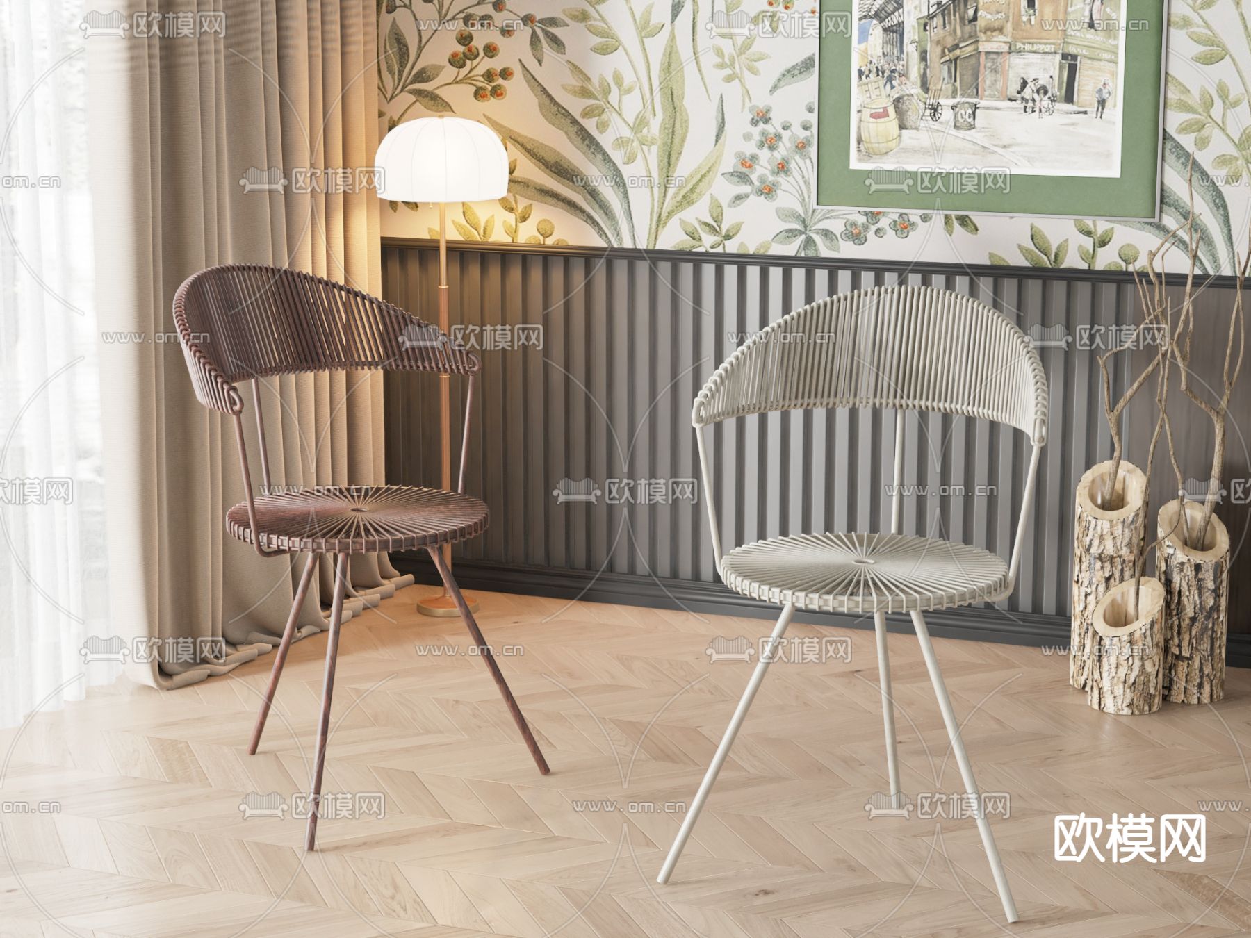 绳编椅子 餐椅3d模型下载