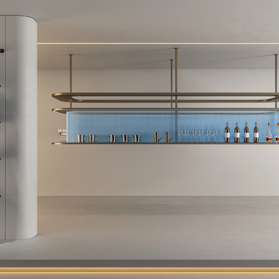  悬空置物架 金属柜su模型 