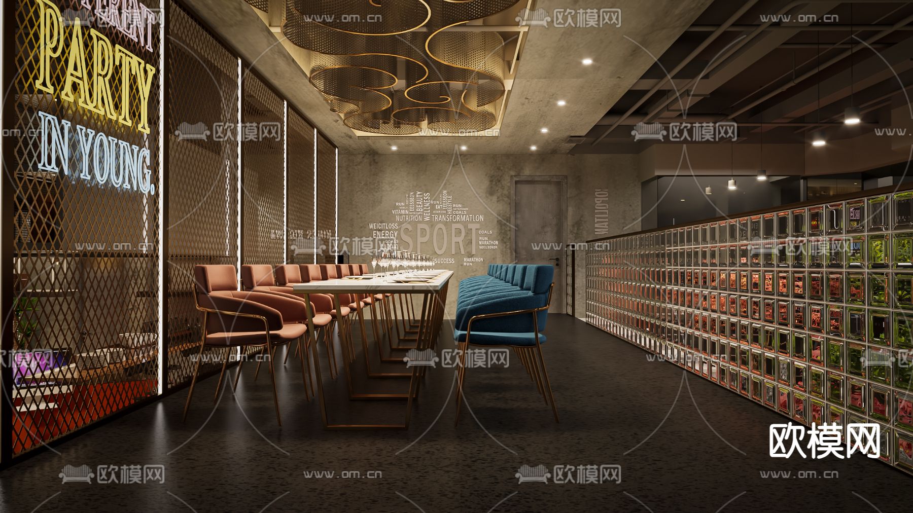 酒吧 清吧 音乐餐吧3d模型下载（渲染图2）