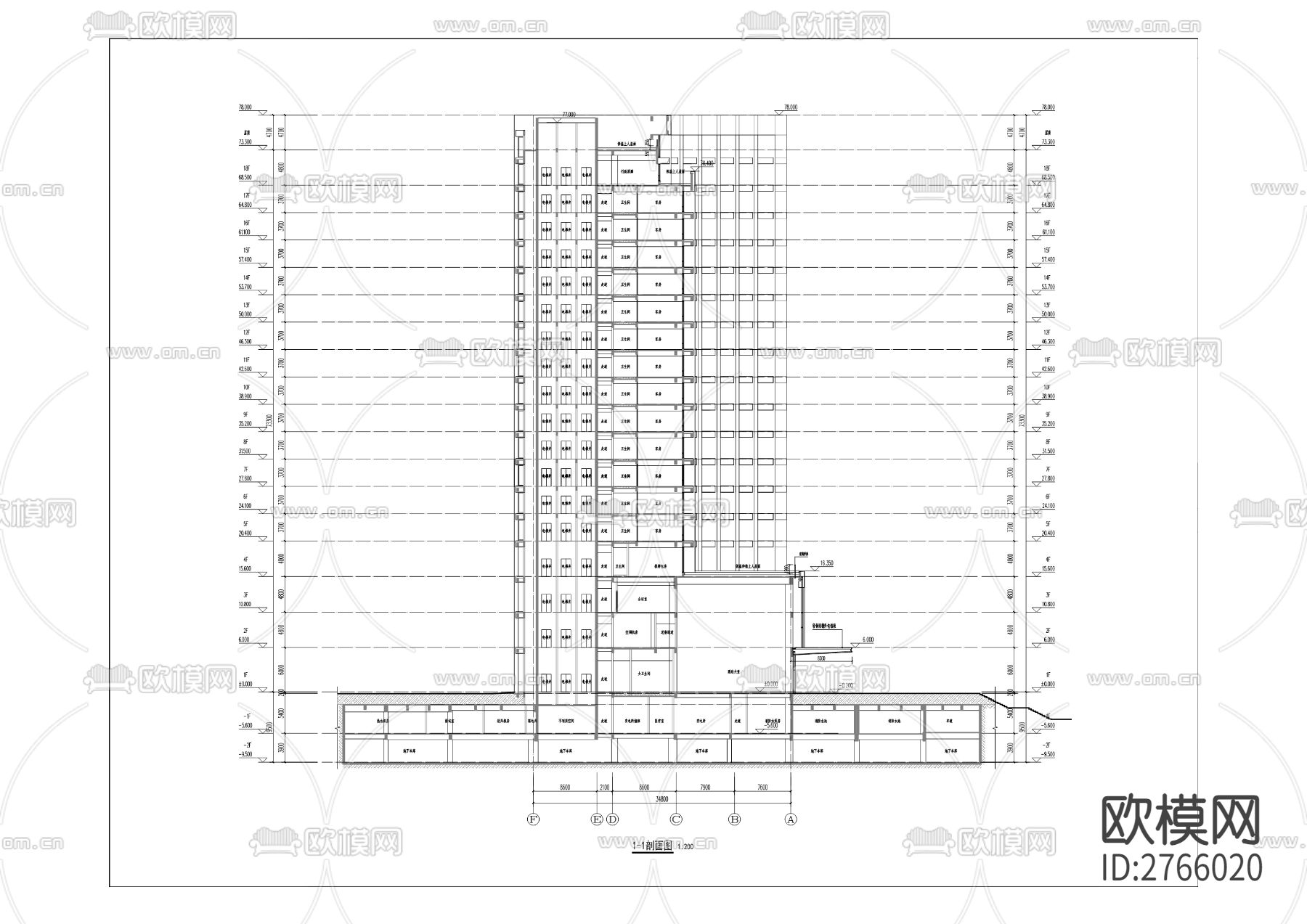 渝铁实业两江新区人和组团N分区渝铁酒店建设项目cad施工图下载（渲染图10）