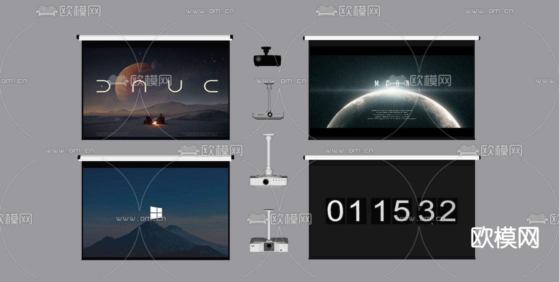 投影仪 投影幕布su模型下载（渲染图2）