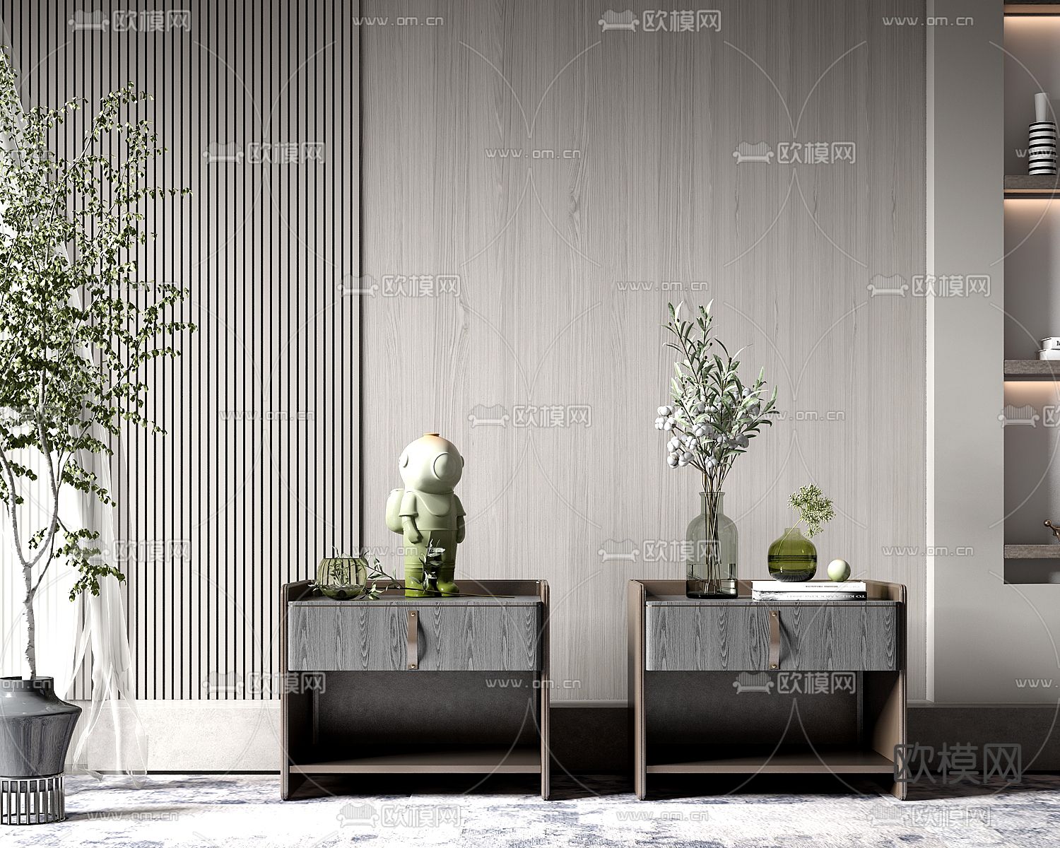 皮革床头柜3d模型下载