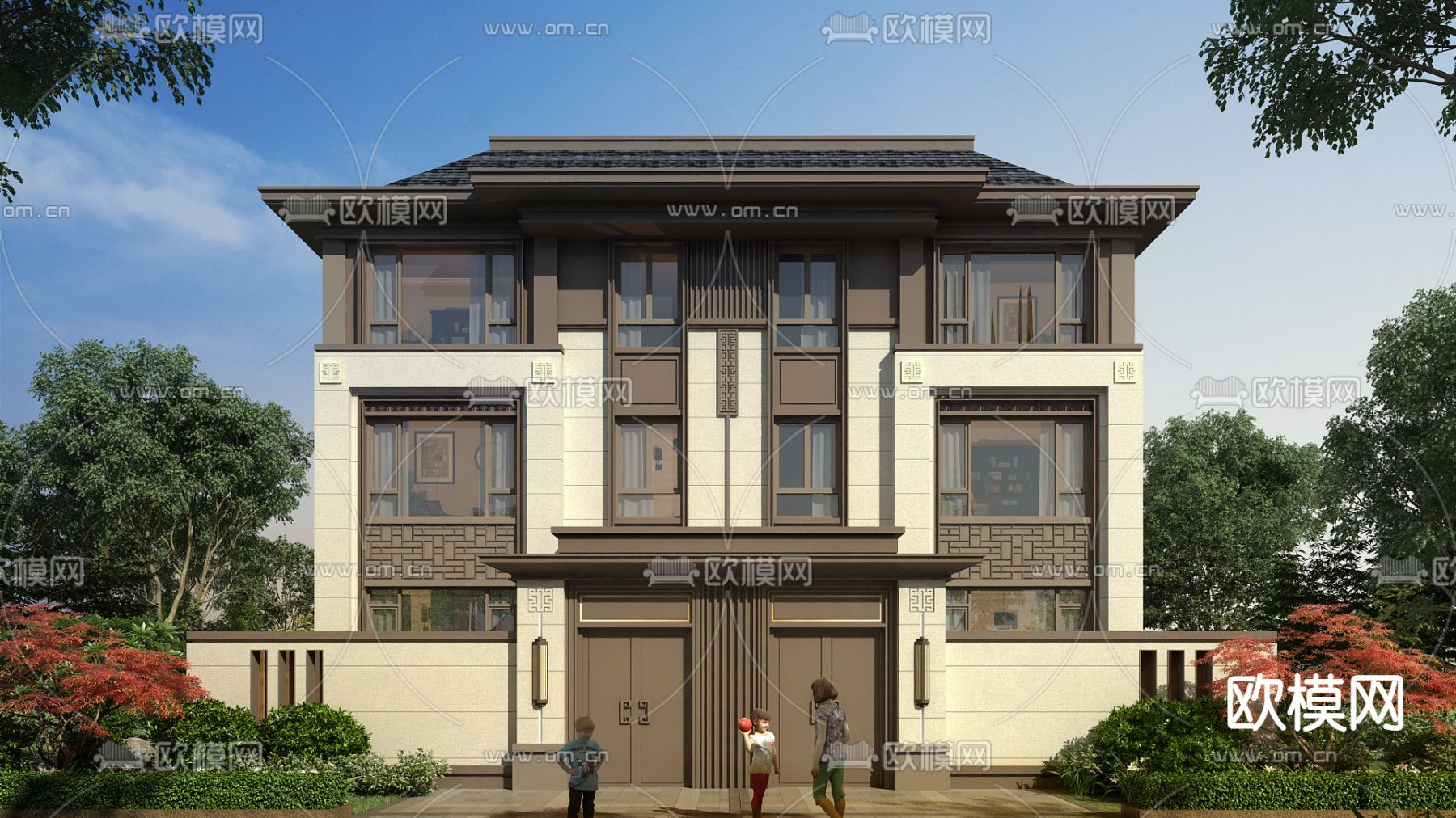别墅外观3d模型下载（渲染图1）