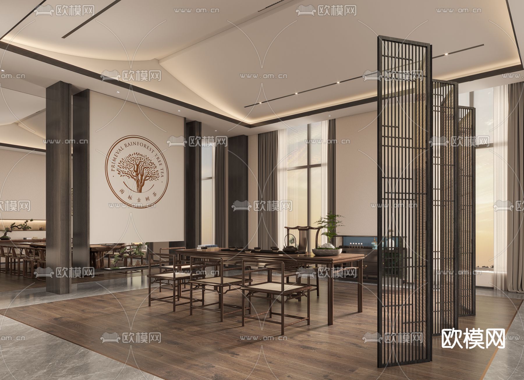 中式茶馆 茶室3d模型下载（渲染图1）