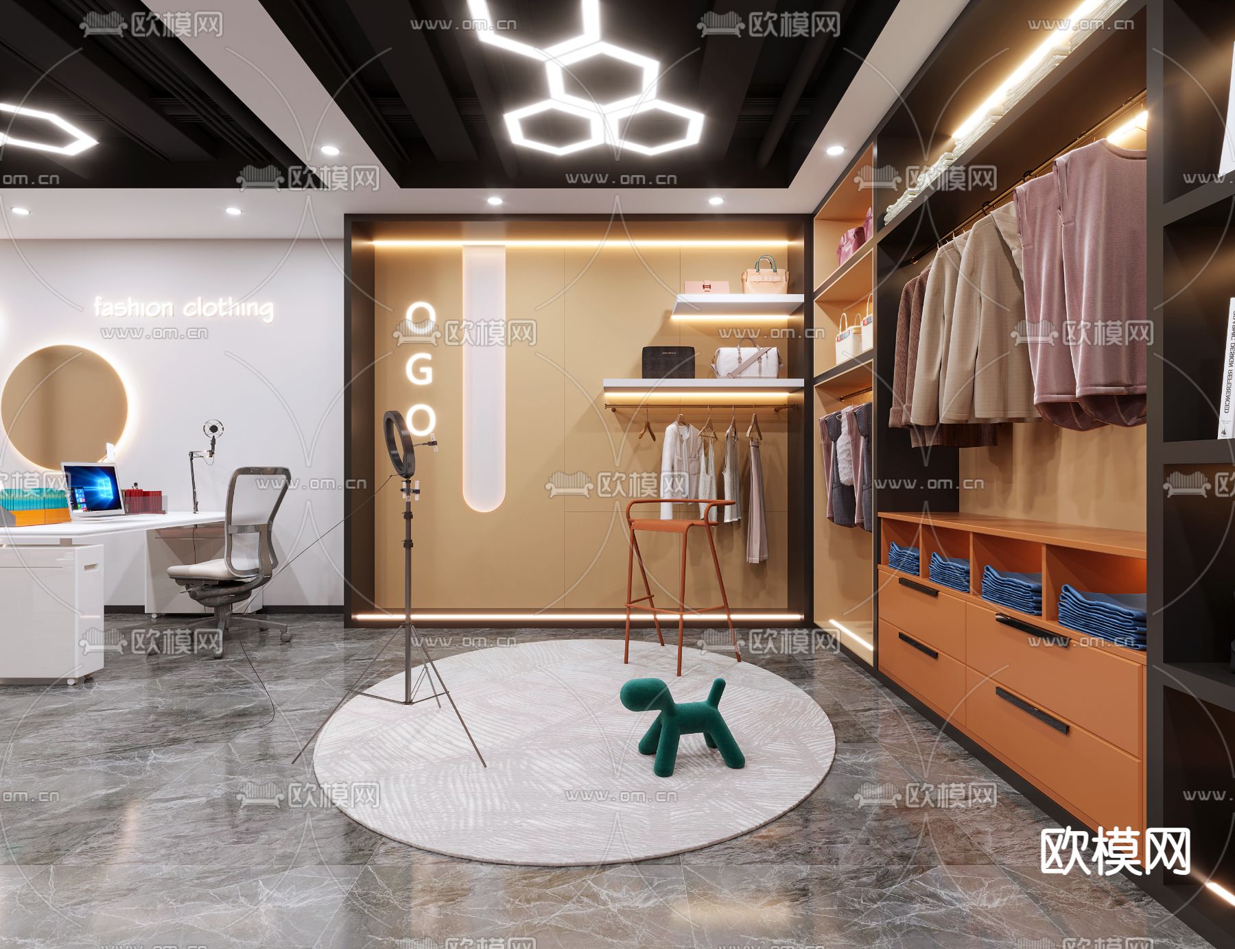 服装店 直播间3d模型下载（渲染图2）