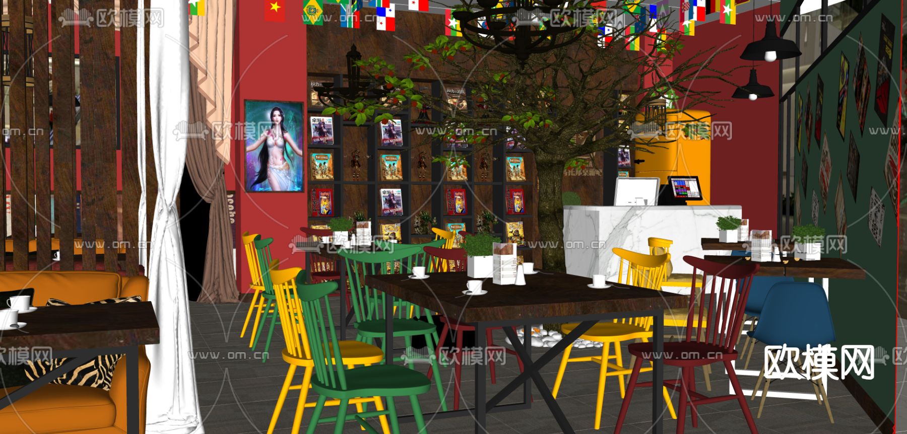 工业风桌游 剧本杀su模型下载（渲染图4）