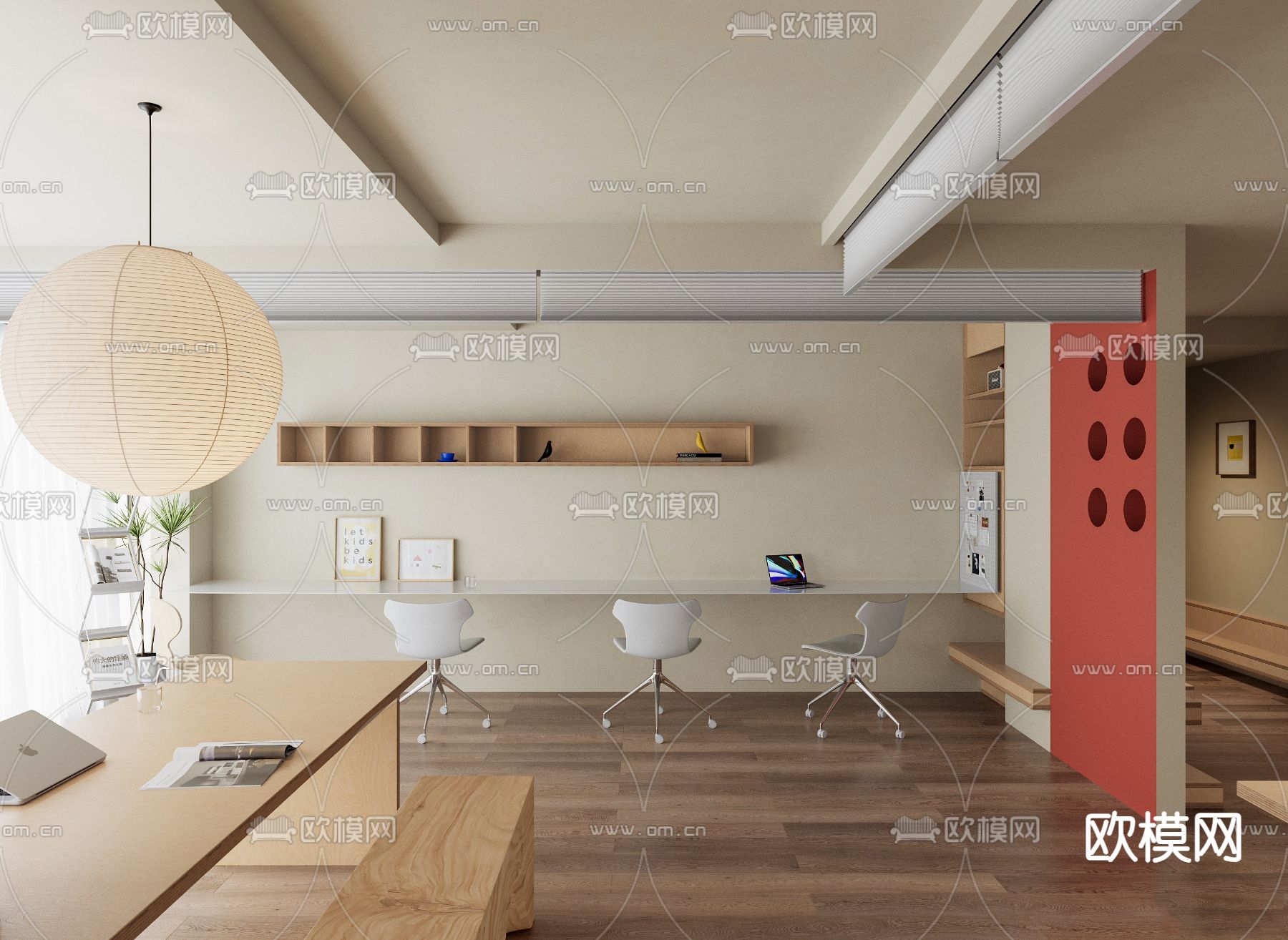 开放办公区 办公室 工作室3d模型下载_ID14203692_3dmax免费模型-欧模网