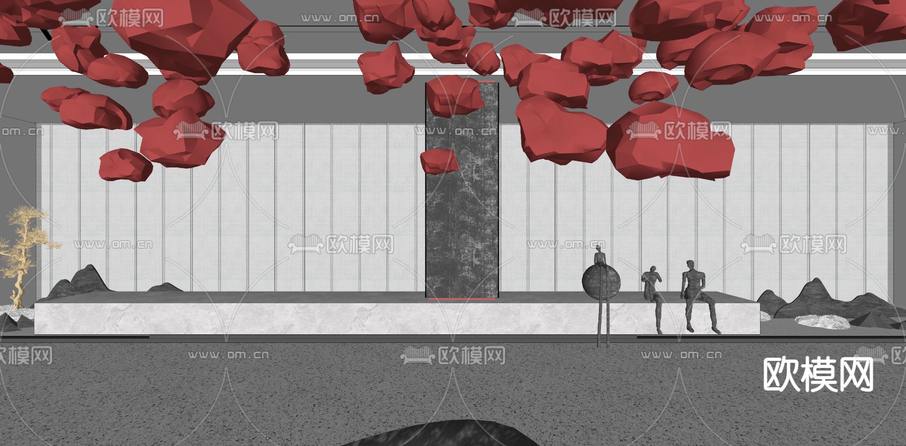 新中式酒店大堂 大厅su模型下载（渲染图2）