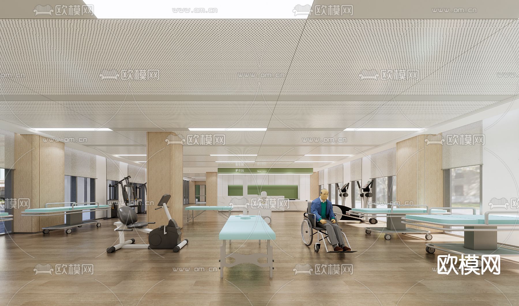 医院康复 训练室su模型下载（渲染图1）