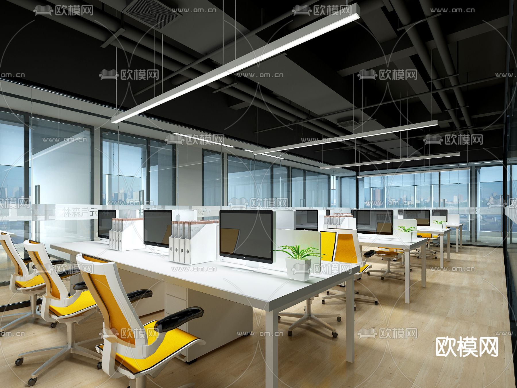 开放办公室 办公区3d模型下载