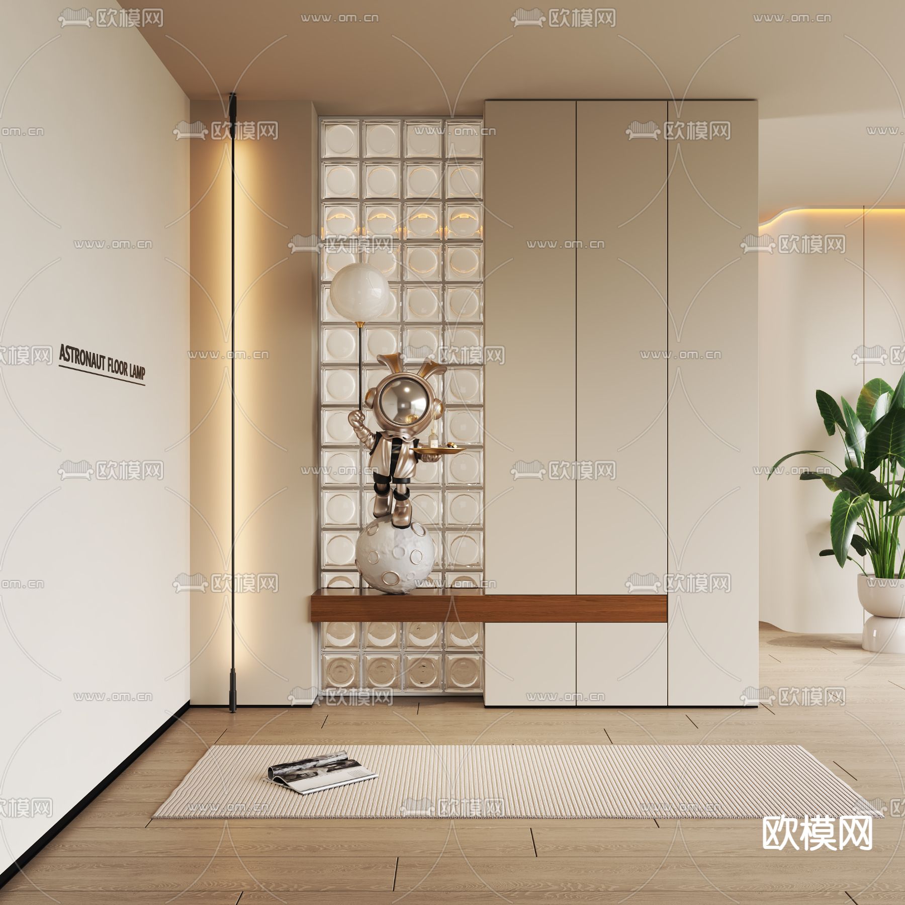 入户玄关隔断su模型下载（渲染图1）