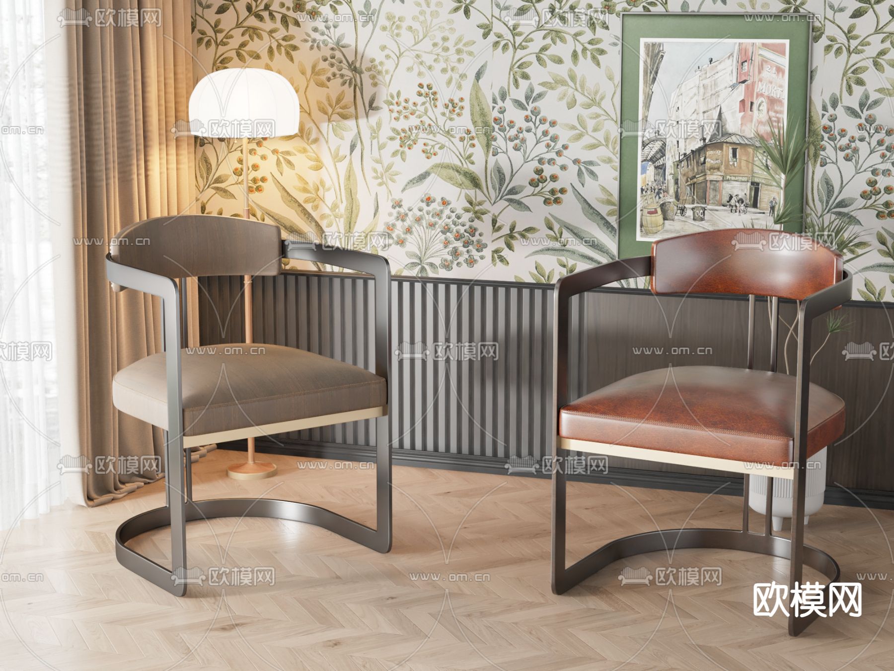 美式椅子 餐椅3d模型下载