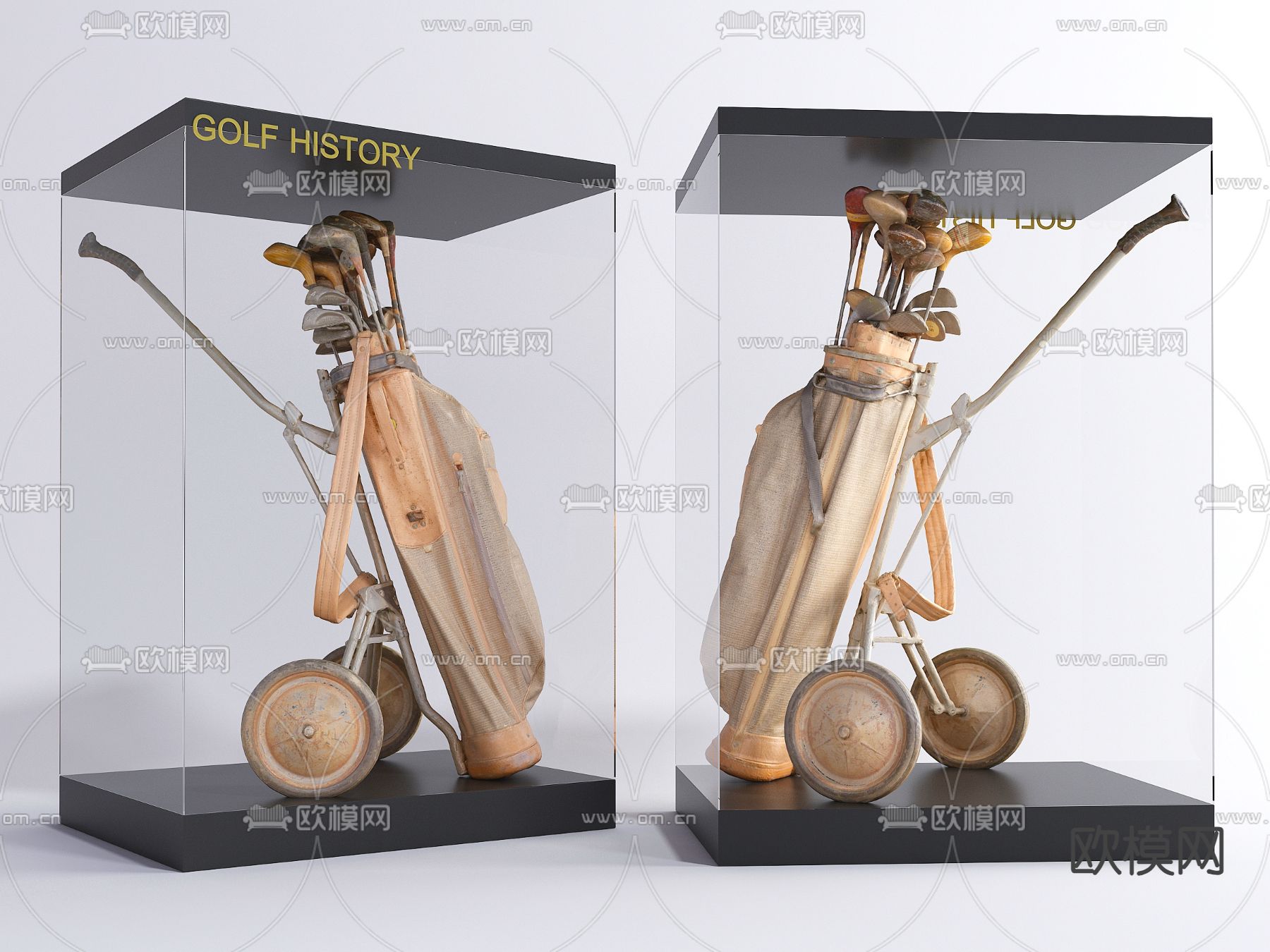 现代展柜 展品 高尔夫球杆3d模型下载