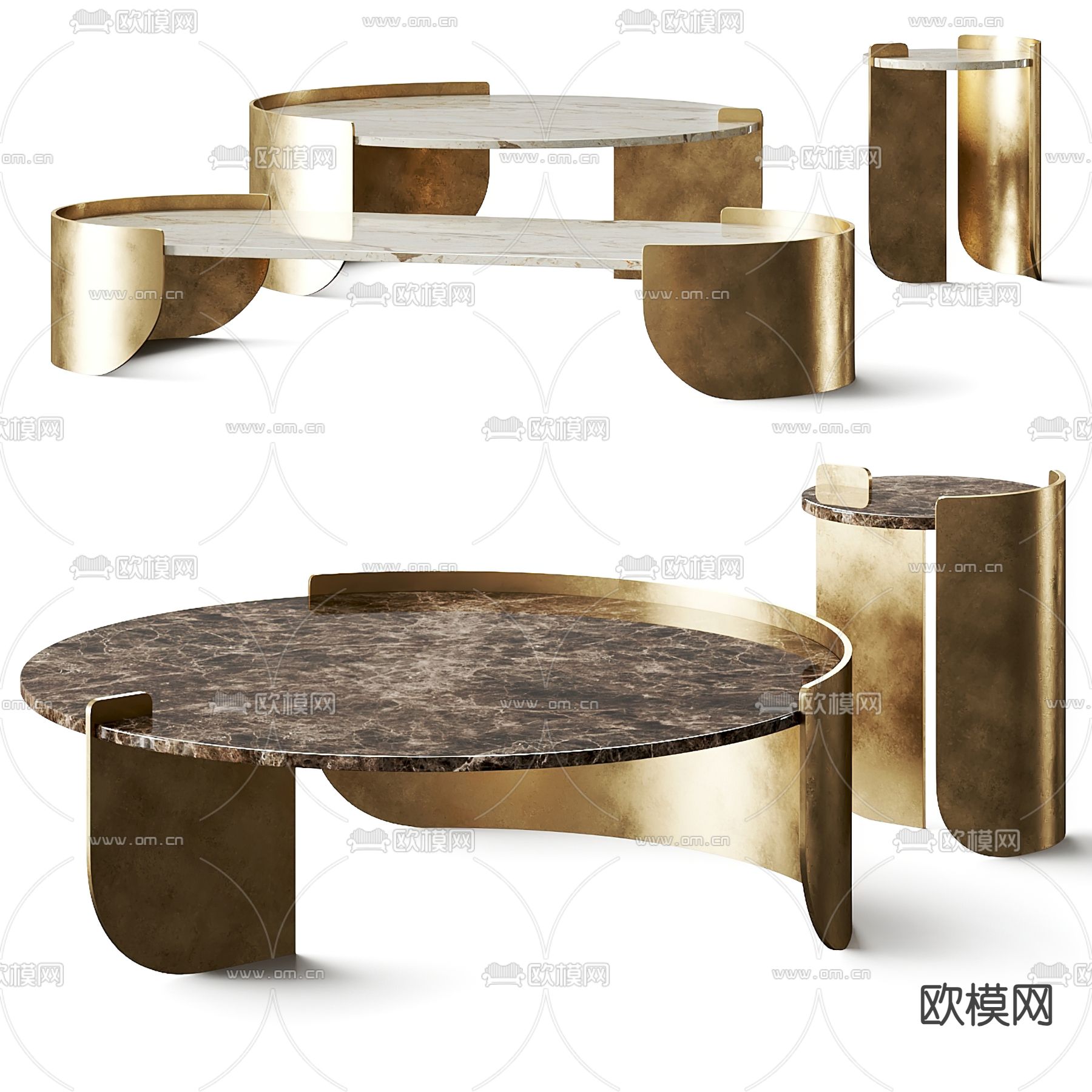 Minotti 子母茶几3d模型下载（渲染图1）