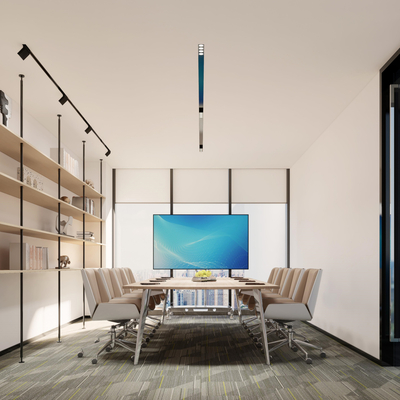  现代会议室 洽谈室su模型 