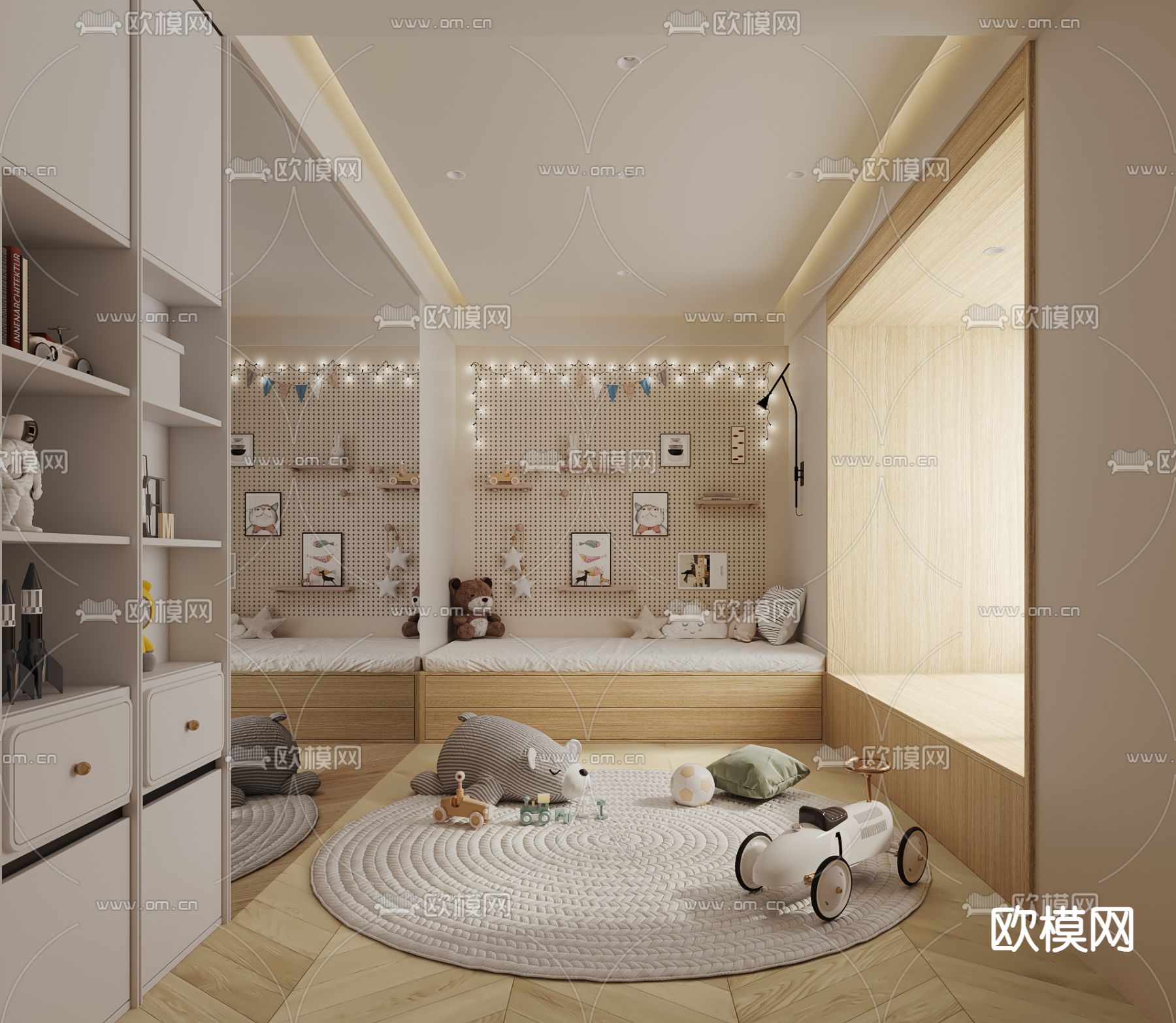 现代儿童房 小孩房3d模型下载