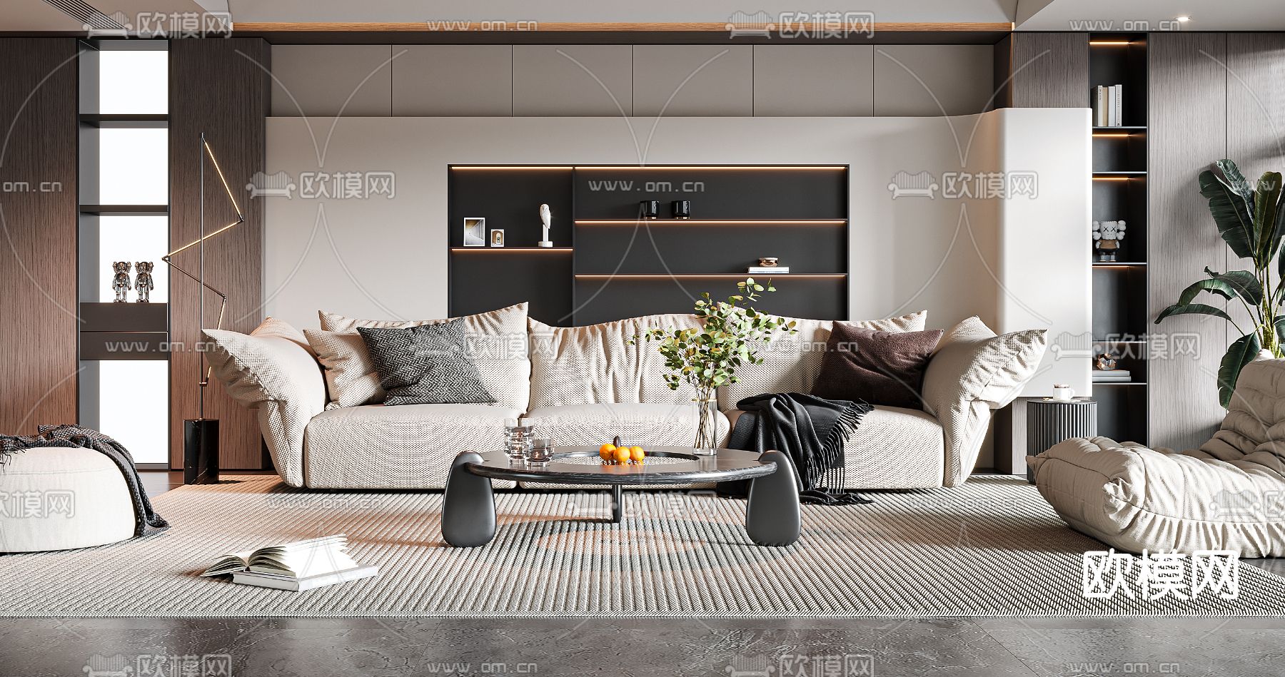 现代客厅3d模型下载（渲染图4）