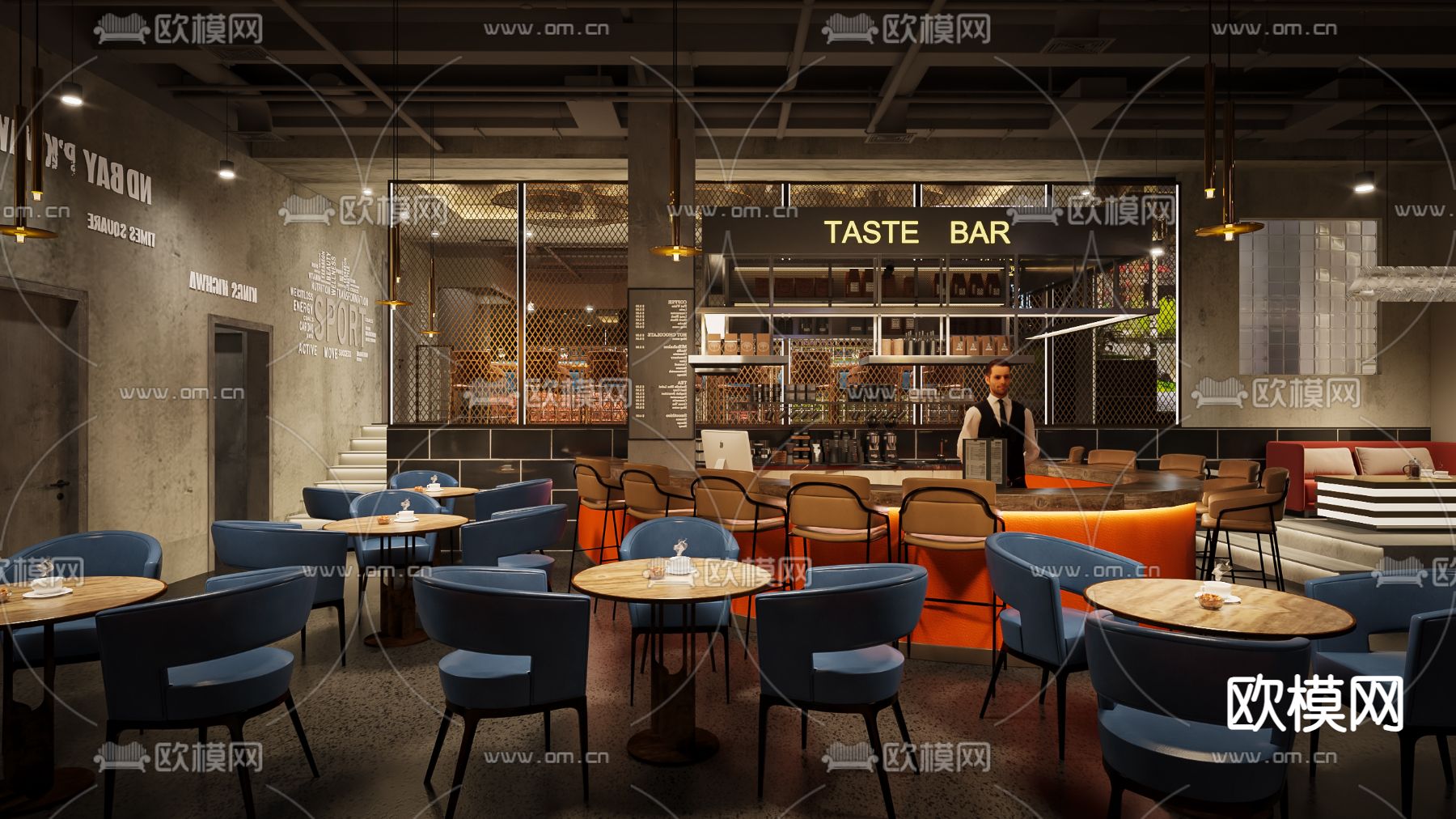 酒吧 清吧 音乐餐吧3d模型下载（渲染图1）