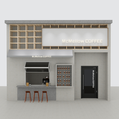 咖啡店门头 门面su模型