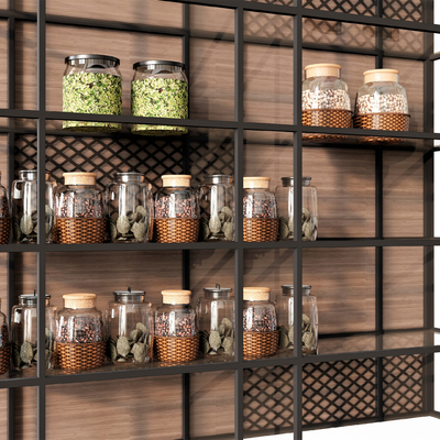  调味品 置物架 吊架 食物 谷物su模型 