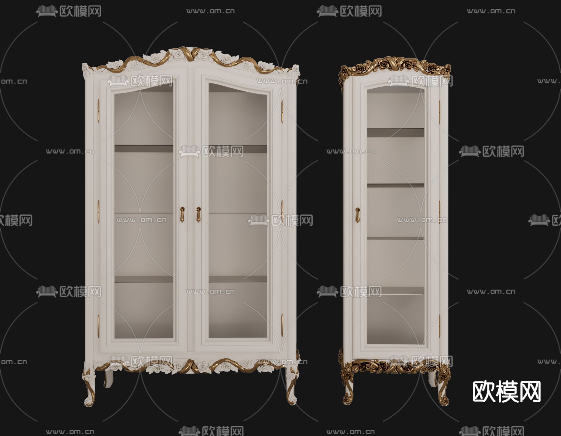 欧式古典酒柜su模型下载（渲染图1）