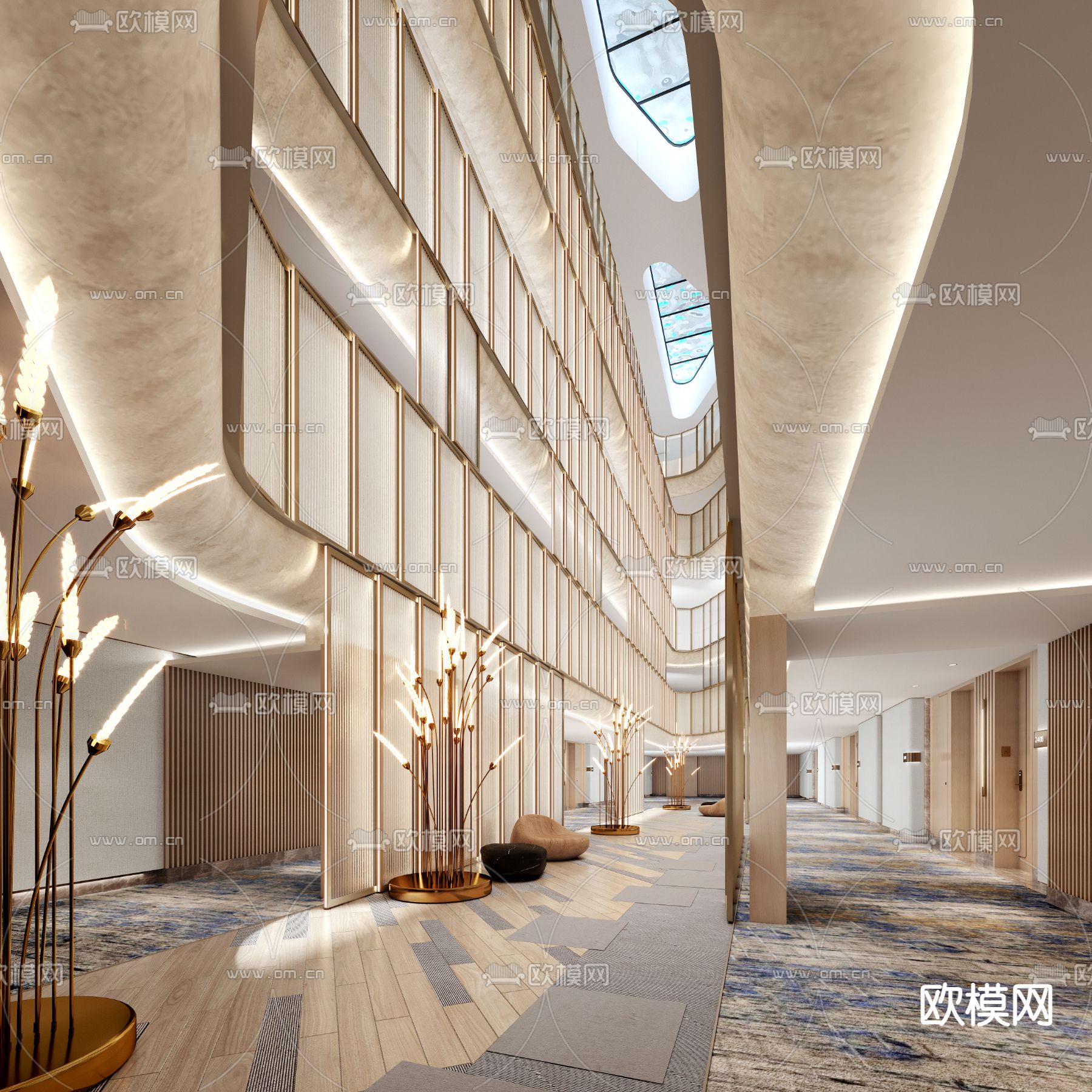 酒店中庭3d模型下载