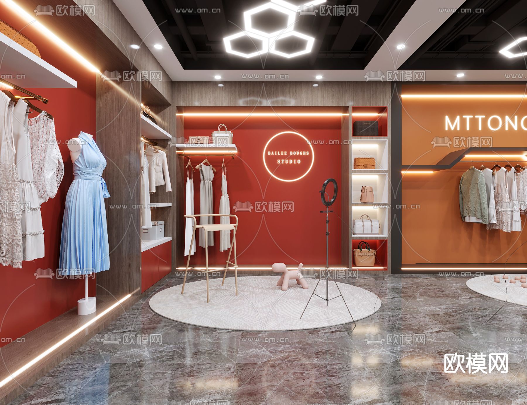 服装店 直播间3d模型下载（渲染图3）