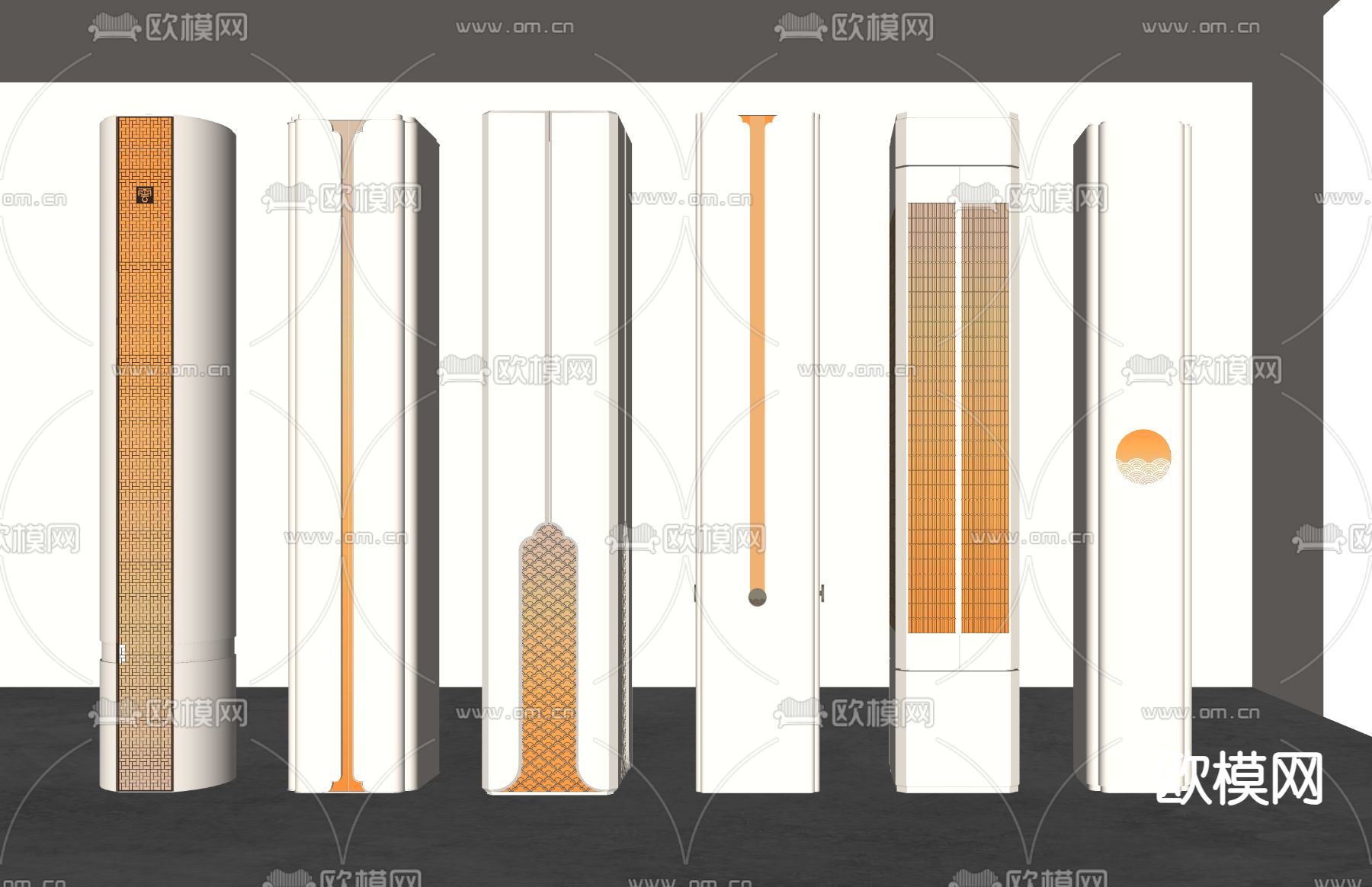 新中式灯柱 柱子su模型下载（渲染图3）
