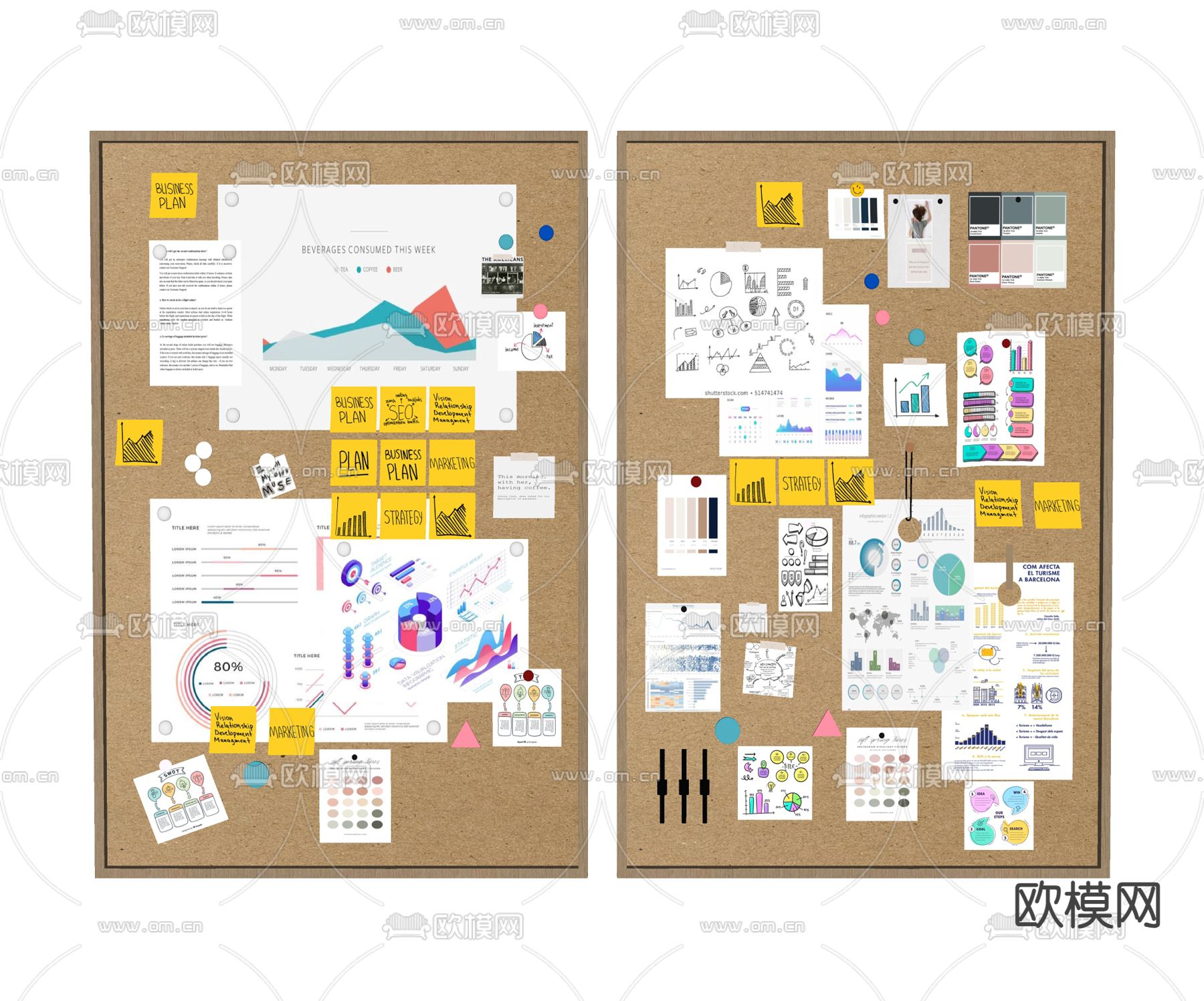 便签墙 便利贴su模型下载（渲染图2）