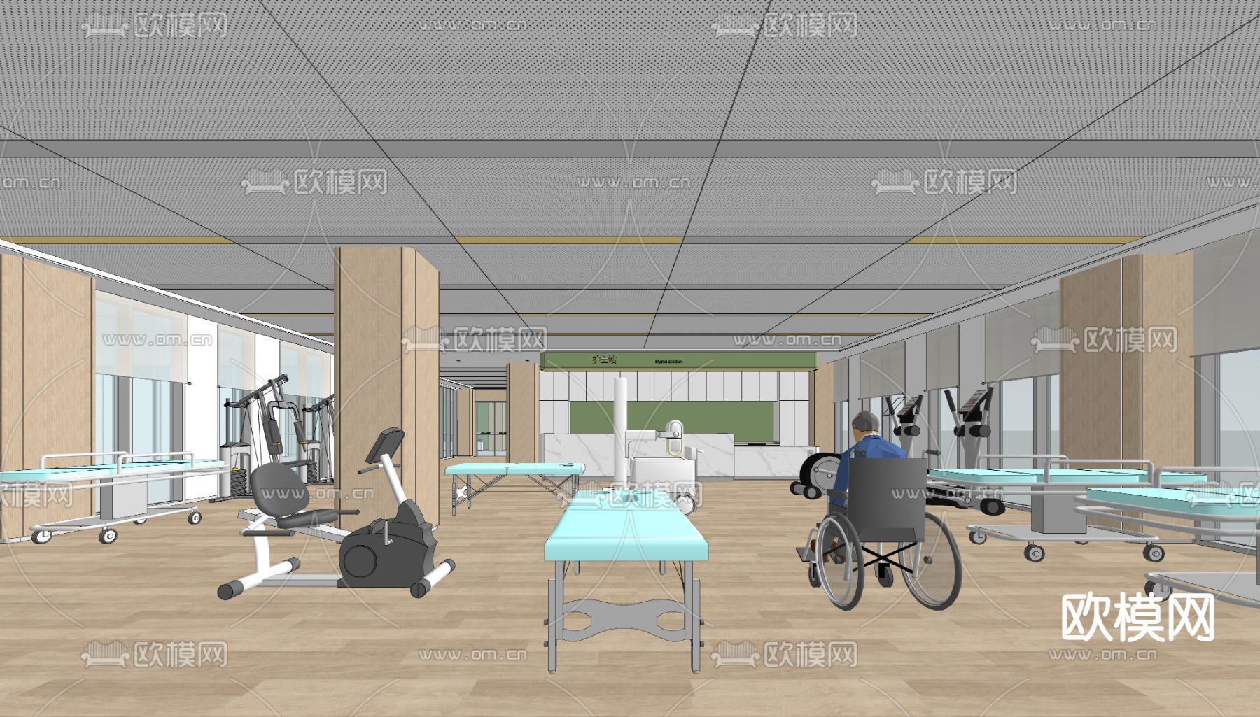 医院康复 训练室su模型下载（渲染图4）