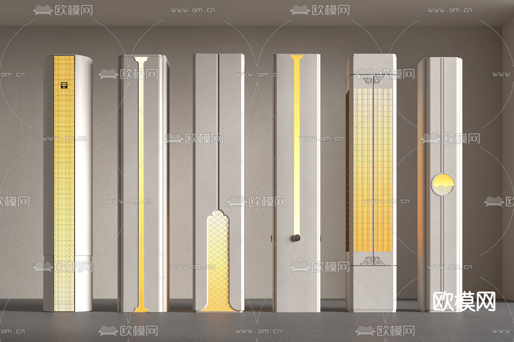 新中式灯柱 柱子su模型下载（渲染图1）