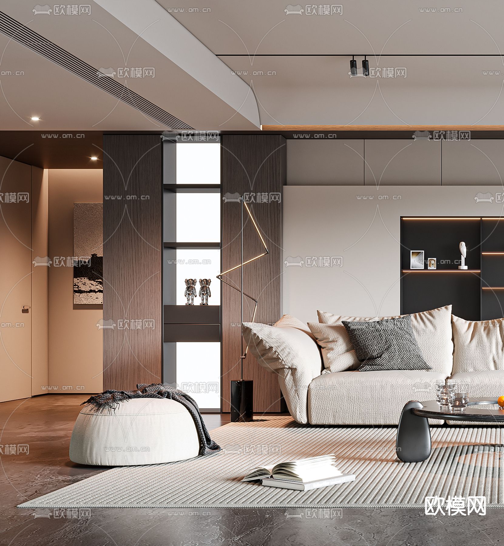 现代客厅3d模型下载（渲染图2）