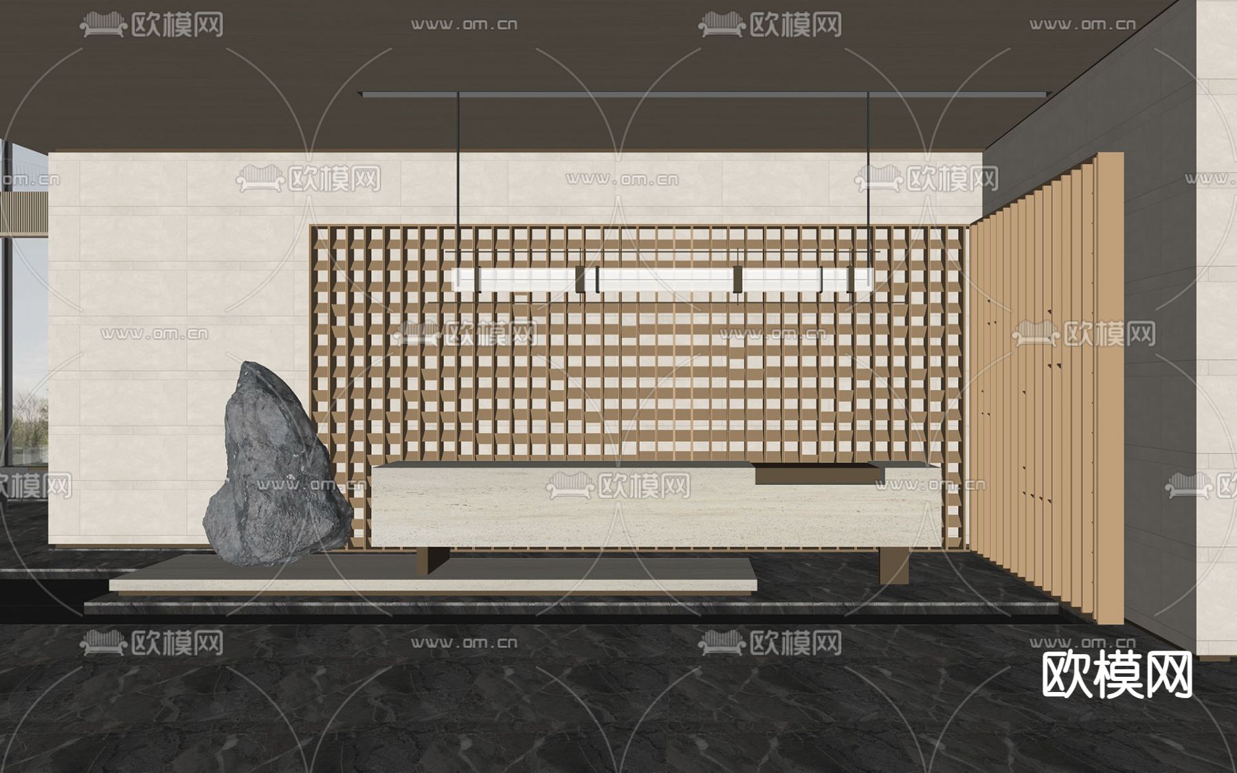 售楼处前厅su模型下载（渲染图2）