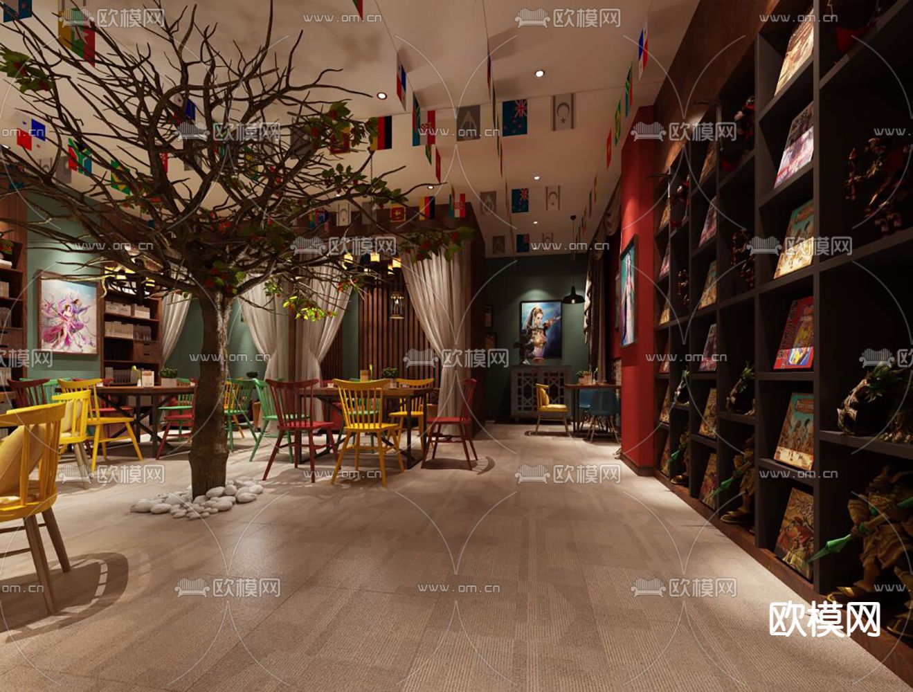 工业风桌游 剧本杀su模型下载（渲染图2）