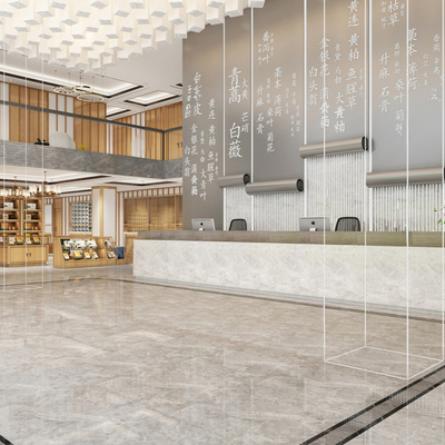  新中式药房 大厅su模型 