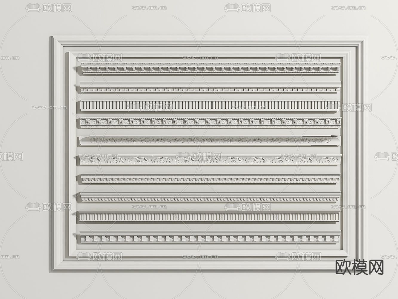 法式石膏线 雕花角线3d模型下载