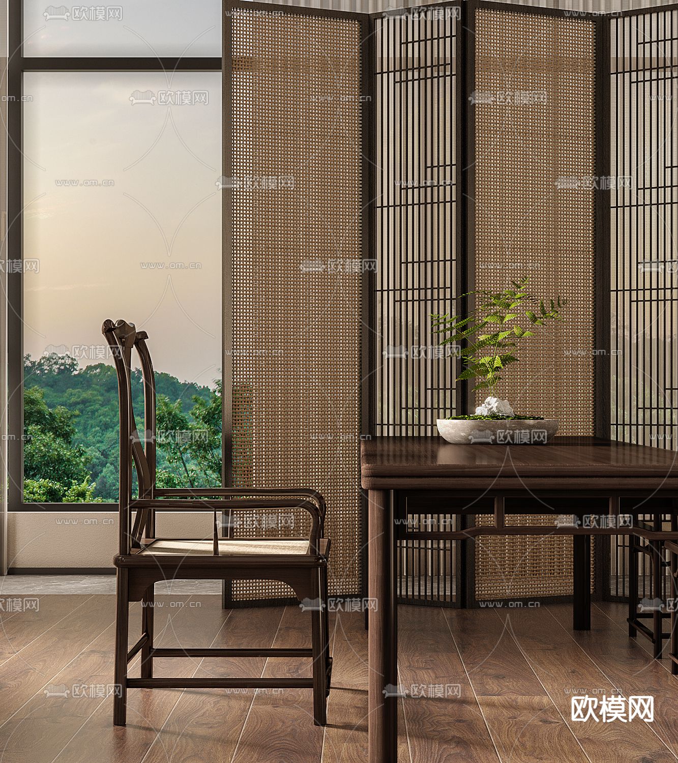 中式茶馆 茶室3d模型下载（渲染图2）