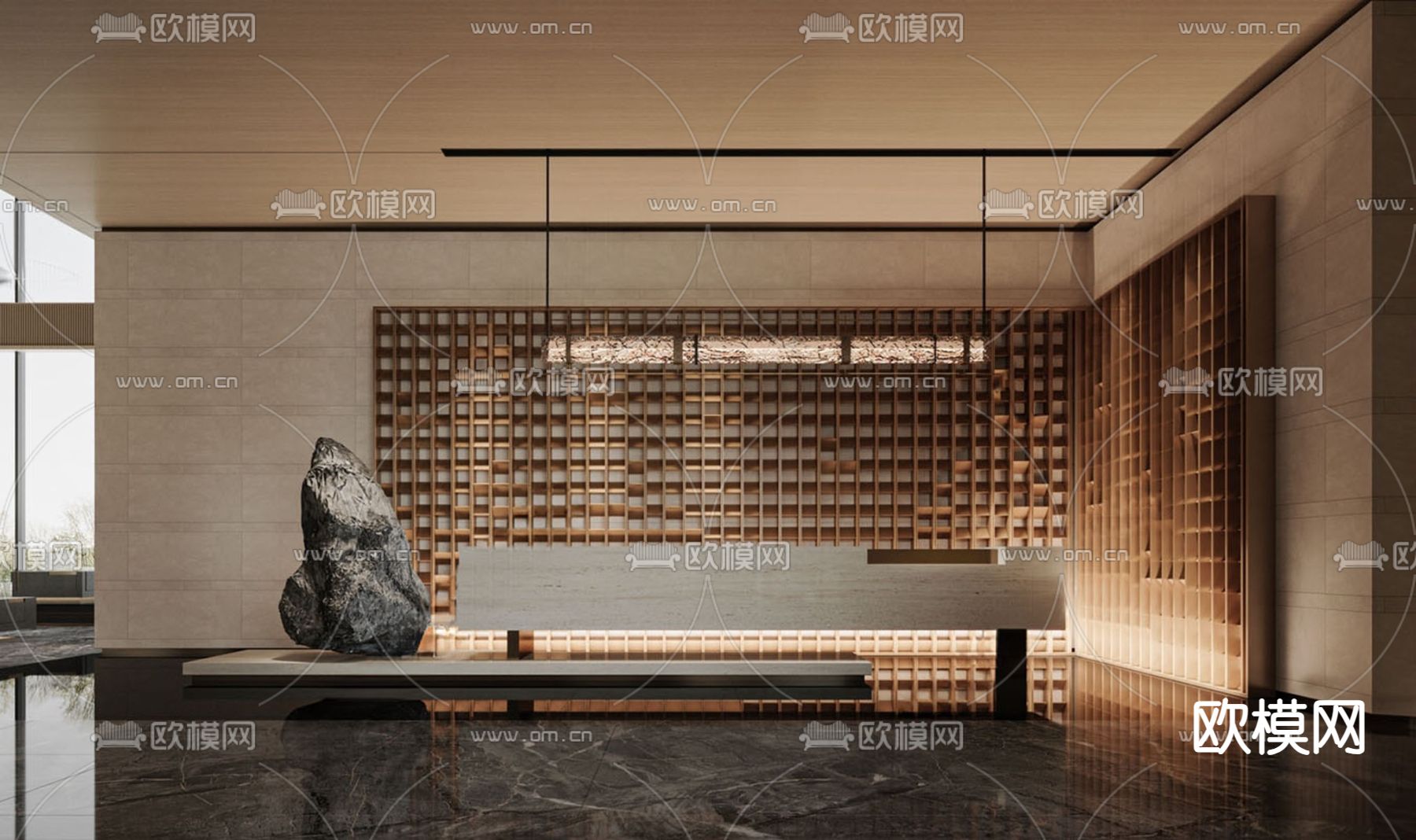 售楼处前厅su模型下载（渲染图1）