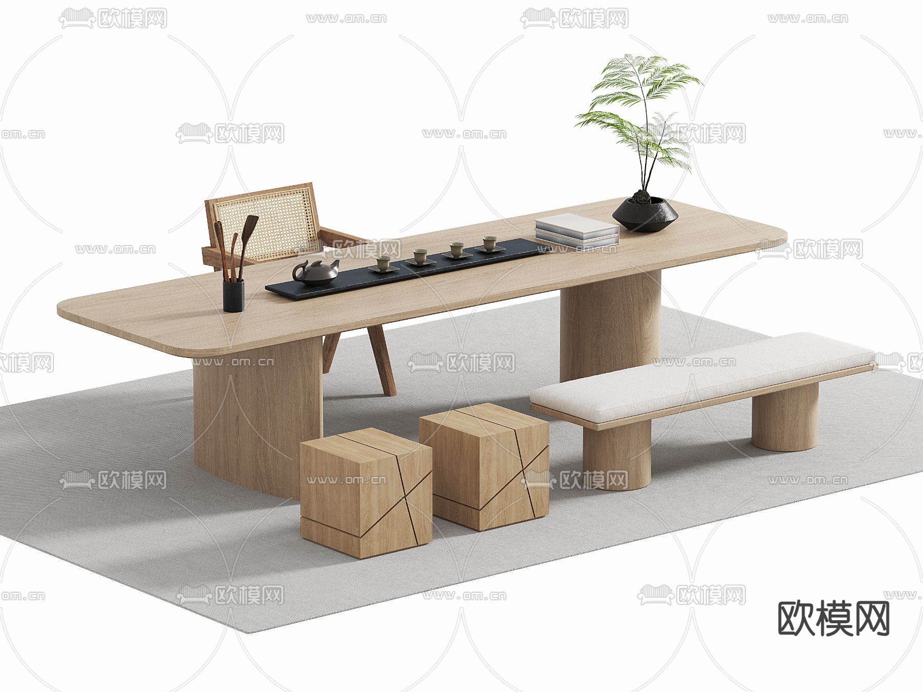 现代茶桌 茶台3d模型下载